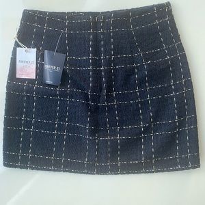 Plaid Stitched Mini Skirt
